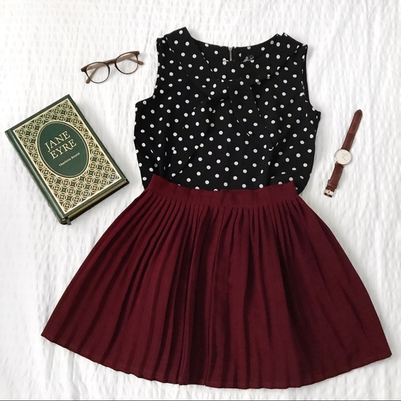 Dresses & Skirts - SOLD - Black tunic with white polka dots